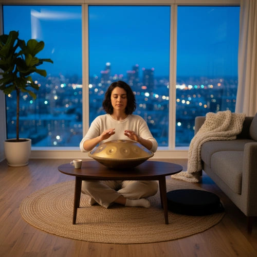 Handpan Doré 9 Notes - Gamme Ré Mineur Kurd (440 Hz)