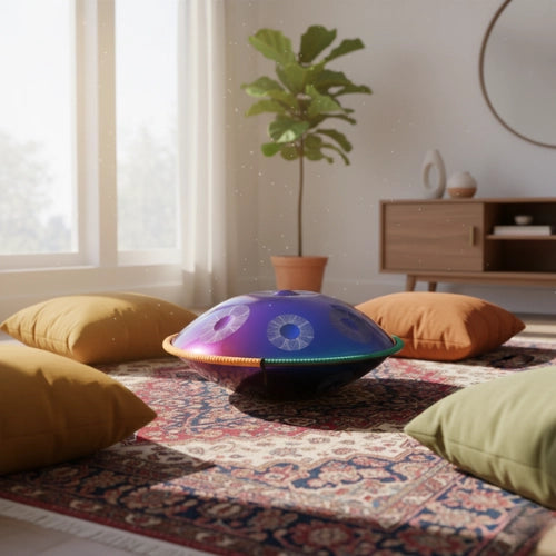 Handpan Bleu 10 Notes - Gamme Ré Mineur Kurd (440 Hz)