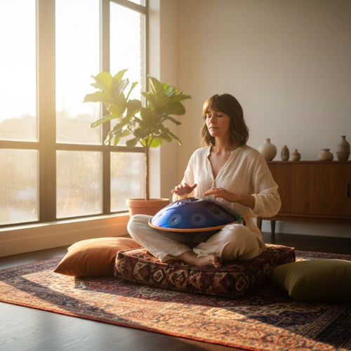 Handpan Bleu 10 Notes - Gamme Ré Mineur Kurd (440 Hz)