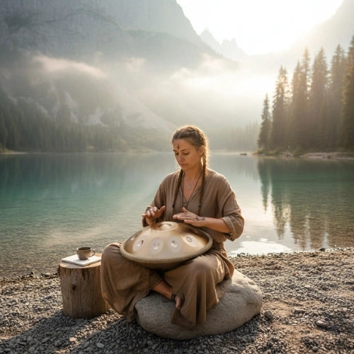 Handpan Doré 10 Notes - Gamme Ré Mineur Kurd (440 Hz)