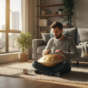 Handpan Doré 10 Notes - Gamme Ré Mineur Kurd (440 Hz)