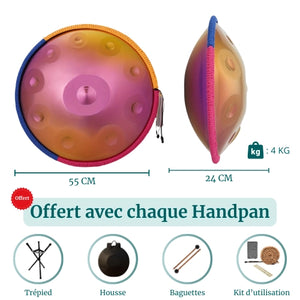 Handpan Rose/Doré 10 Notes - Gamme Ré Mineur Kurd (440 Hz)