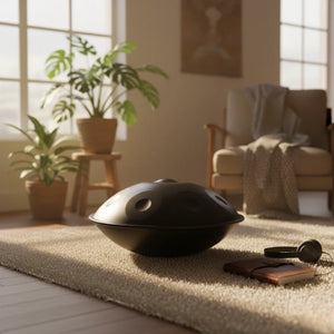 Handpan Noir 9 Notes - Gamme Ré Mineur Kurd (440 Hz)