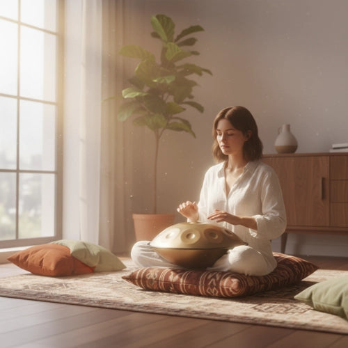 Handpan Doré 10 Notes - Gamme Ré Mineur Kurd (440 Hz)