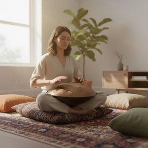 Handpan Mantra Doré 10 Notes - Gamme Ré Mineur Kurd (440 Hz)