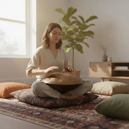 Handpan Mantra Doré 10 Notes - Gamme Ré Mineur Kurd (440 Hz)